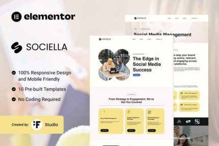Sociella - Modern Elementor Template Kit for Social Media Agencies