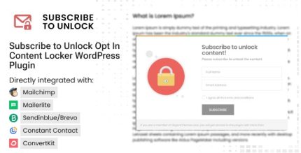 Subscribe to Unlock Opt In Content Locker WordPress Plugin