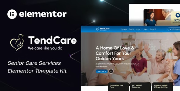 TendCare 1.0 – Senior Care Services Elementor Template Kit