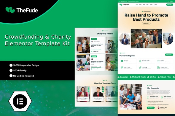 TheFude  – Crowdfunding & Charity Elementor Template Kit