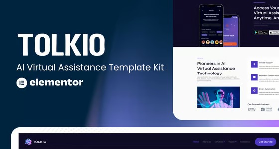 Tolkio 1.0 – AI Virtual Assistance App Elementor Template Kit