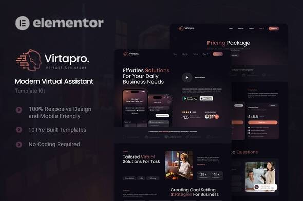 Virtapro  – Modern Virtual Assistant Elementor Template Kit
