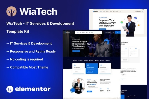 WiaTech  – IT Services & Development Elementor Template Kit