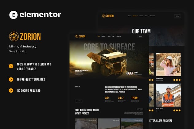 Zorion  – Mining & Industry Elementor Template Kit