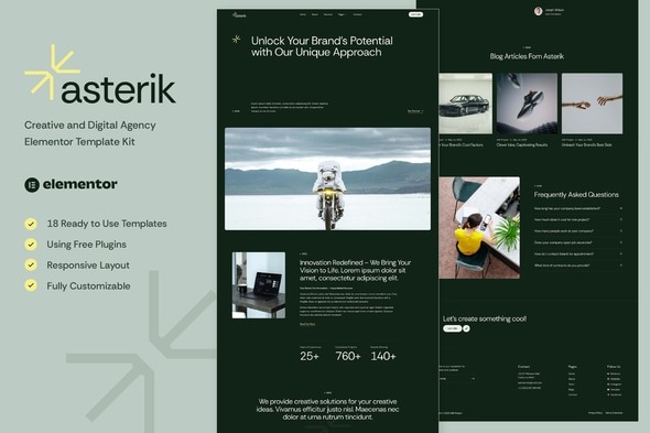 Asterik 1.0 – Creative & Digital Agency Elementor Template Kit
