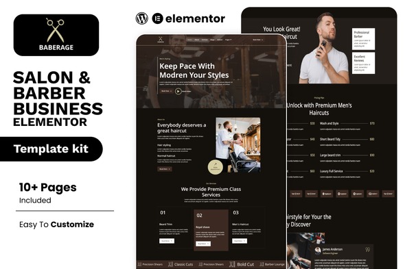 Baberage 1.0 – Barber & Hairdresser Shop Elementor Template Kit