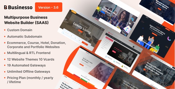 Businesso 3.6 – Multipurpose Website Builder SAAS (Multitenancy)
