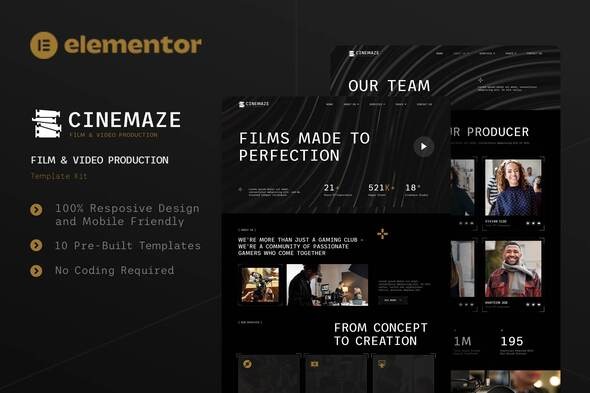 Cinemaze 1.0 – Film & Video Production Elementor Template Kit