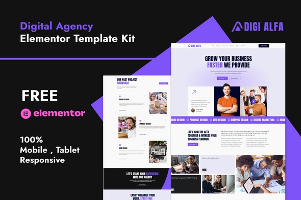 DigiAlfa 1.0 – Digital Agency Elementor Template Kit