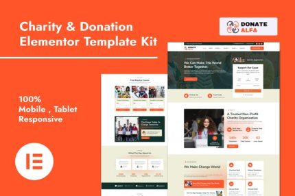 DonateAlfa - Charity & Donation Elementor Pro Template Kit