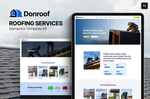 Donroof 1.0 – Roofing Services Elementor Template Kit