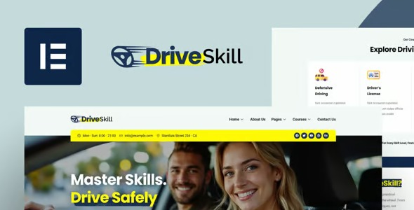 DriveSkill 1.0 – Driving School Elementor Template Kit
