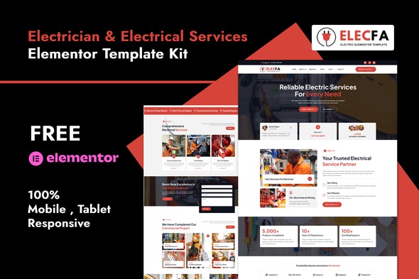 Elecfa 1.0 – Electrician & Electrical Services Elementor Template Kit