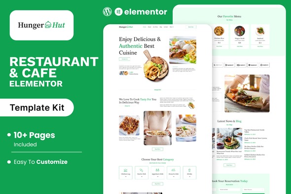 HungerHut 1.0 – Restaurant & Cafe Elementor Template Kit