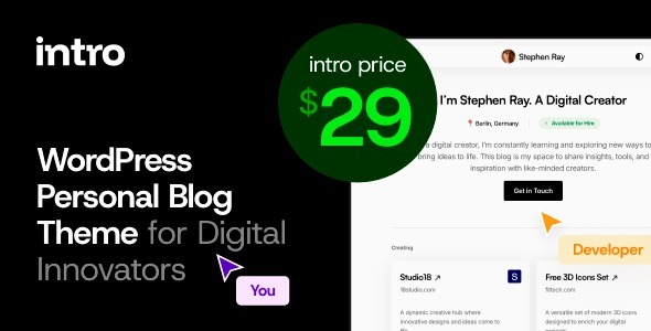 Intro 1.0.4 – Personal Digital Blog WordPress Theme