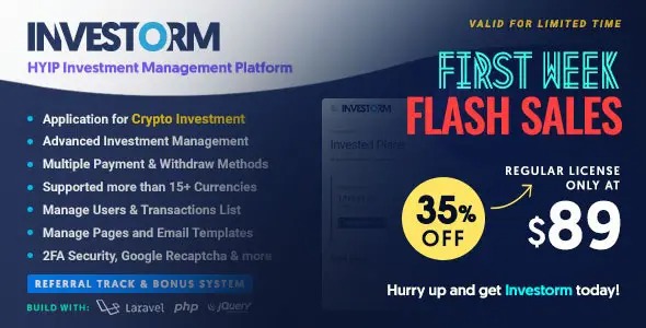 Investorm Advanced HYIP Investment Management Platform 1.5.2