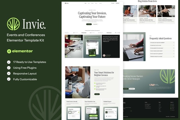 Invie 1.0 – Invoicing Platform & SaaS Elementor Template Kit
