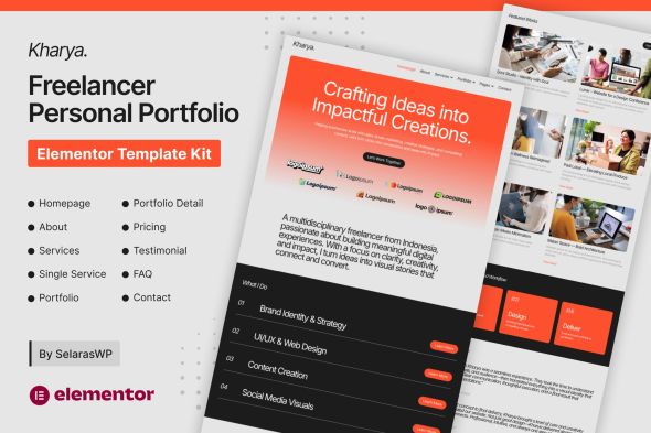Kharya  – Personal CV Freelancer Elementor Template Kits