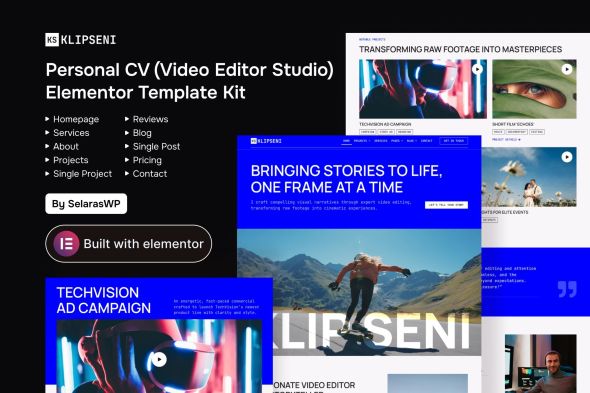 KlipSeni  – Personal CV Video Editor Elementor Template Kits