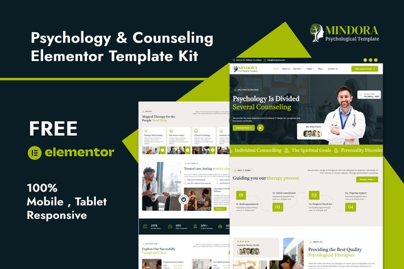 Mindora 1.0 – Psychology & Counseling Elementor Template Kit