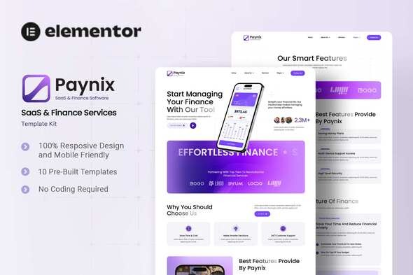 Paynix 1.0 – SaaS & Finance Services Elementor Template Kit