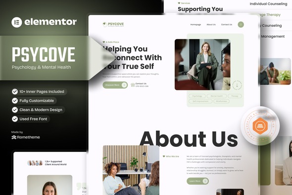 Psycove 1.0 – Psychology & Mental Health Elementor Template Kit