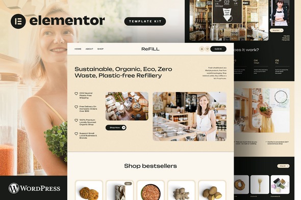 ReFill 1.0 – Zero Waste Shop eCommerce Elementor Pro Template Kit