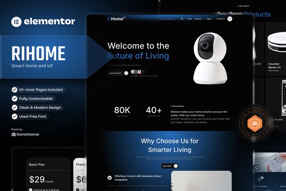 Rihome  – Smart Home and IoT Elementor Template Kit