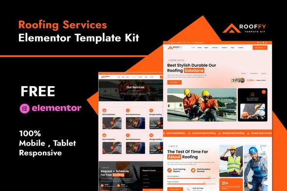 Rooffy 1.0 – Roofing Services Elementor Template Kit