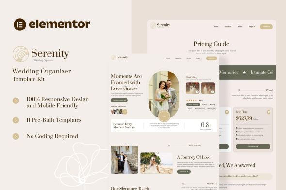 Serenity  – Wedding Organizer Elementor Template Kits
