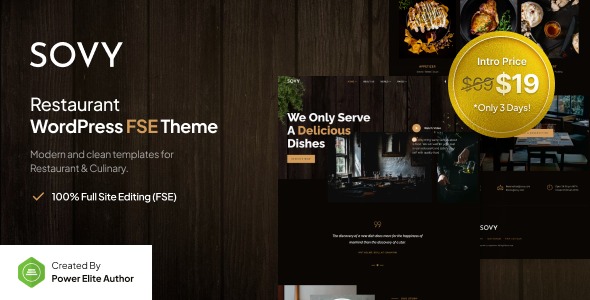 Sovy 1.0.4 – Restaurant FSE WordPress Theme