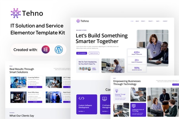 Tehno 1.0 – IT Solution & Service Elementor template Kit