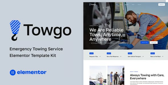 Towgo 1.0 – Emergency Towing Service Elementor Template Kit