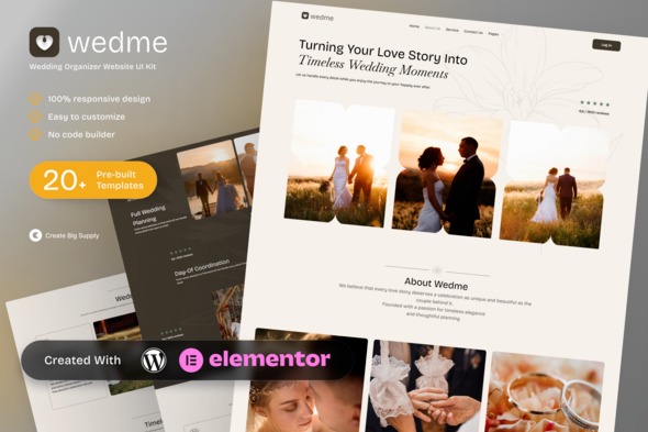 Wedme 1.0 – Wedding Organizer Elementor Template Kit