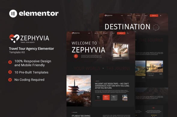 Zephyvia 1.0 – Travel Tour Agency Elementor Template Kit