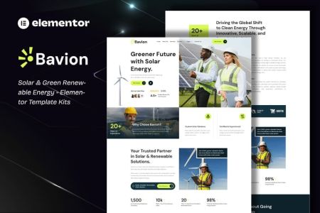 Bavion 1.0 – Solar & Renewable Energy Elementor Template Kit