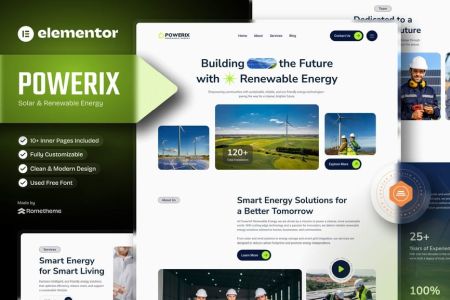 Powerix 1.0 – Solar & Renewable Energy Elementor Template Kit