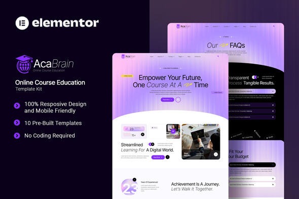 Acabrain 1.0 – Online Course Education Elementor Template Kit
