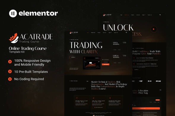 Acatrade 1.0 – Online Trading Course Elementor Template Kit