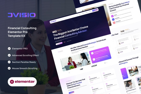 Advisio 1.0 – Financial Consulting Elementor Pro Template Kit
