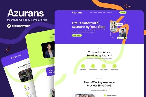 Azurans 1.0 – Insurance Company Elementor Template Kit