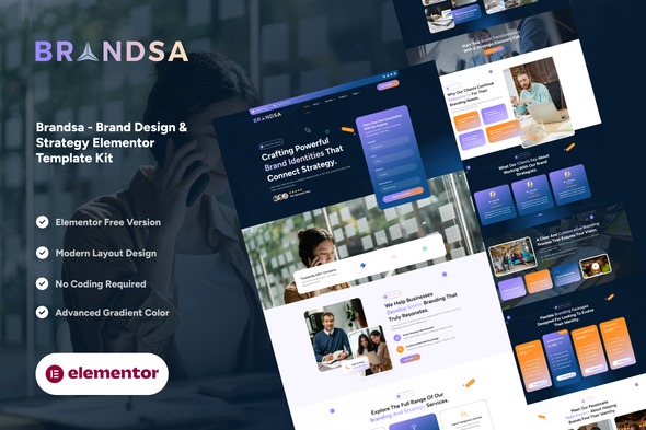 Brandsa 1.0 – Brand Design & Strategy Elementor Template Kit