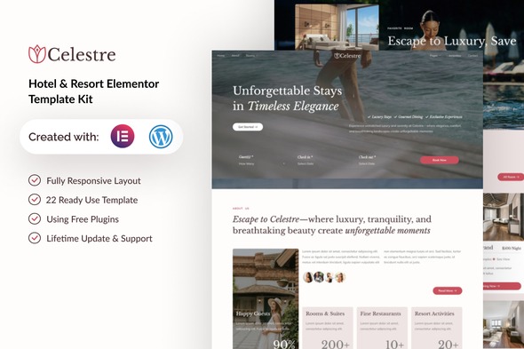 Celestre 1.0 – Hotel & Resort Elementor Template Kit