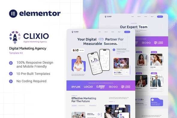 Clixio 1.0 – Digital Marketing Agency Elementor Template Kit