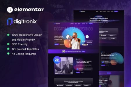 Digitronix 1.0 – Dark Digital Agency Elementor Pro Template Kit