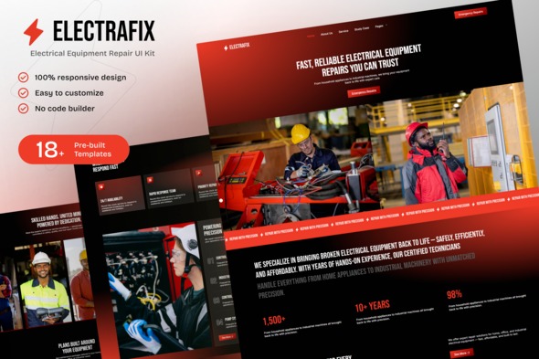 ElectraFix 1.0 – Electrical Equipment Repair Elementor Template Kit