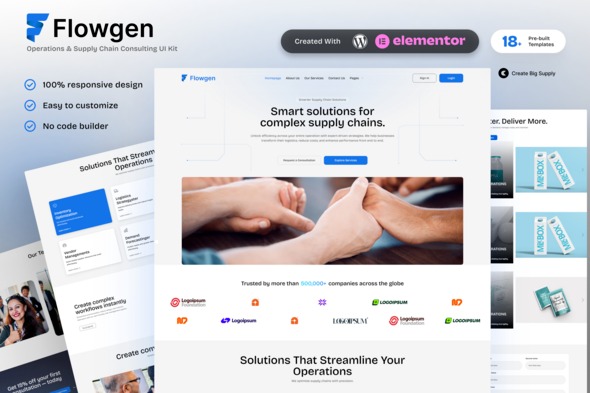 Flowgen 1.0 – Operations & Supply Chain Consulting Elementor Template Kit