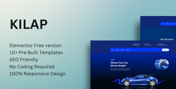 Kilap 1.0 – Car Wash & Detailing Service Elementor Template Kit