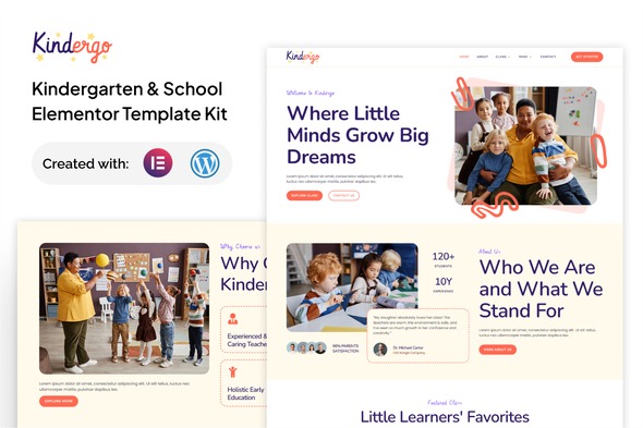Kindergo 1.0 – Kindergarten & School Elementor Template Kit