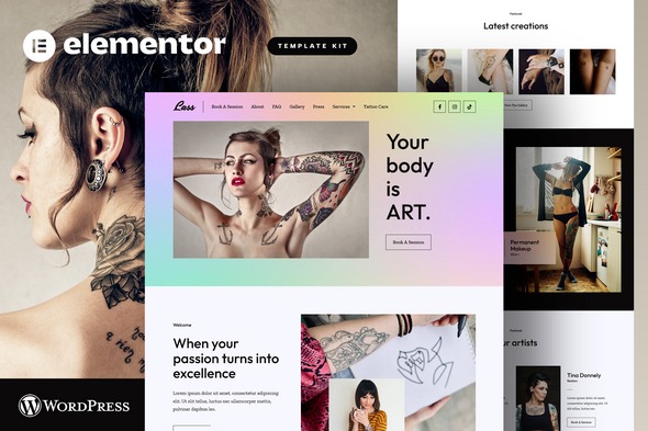 Lass 20250325 – Tattoo Artist & Piercing Studio Elementor Template Kit